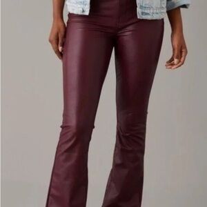 American Eagle Outfitters Maroon Leather Pants